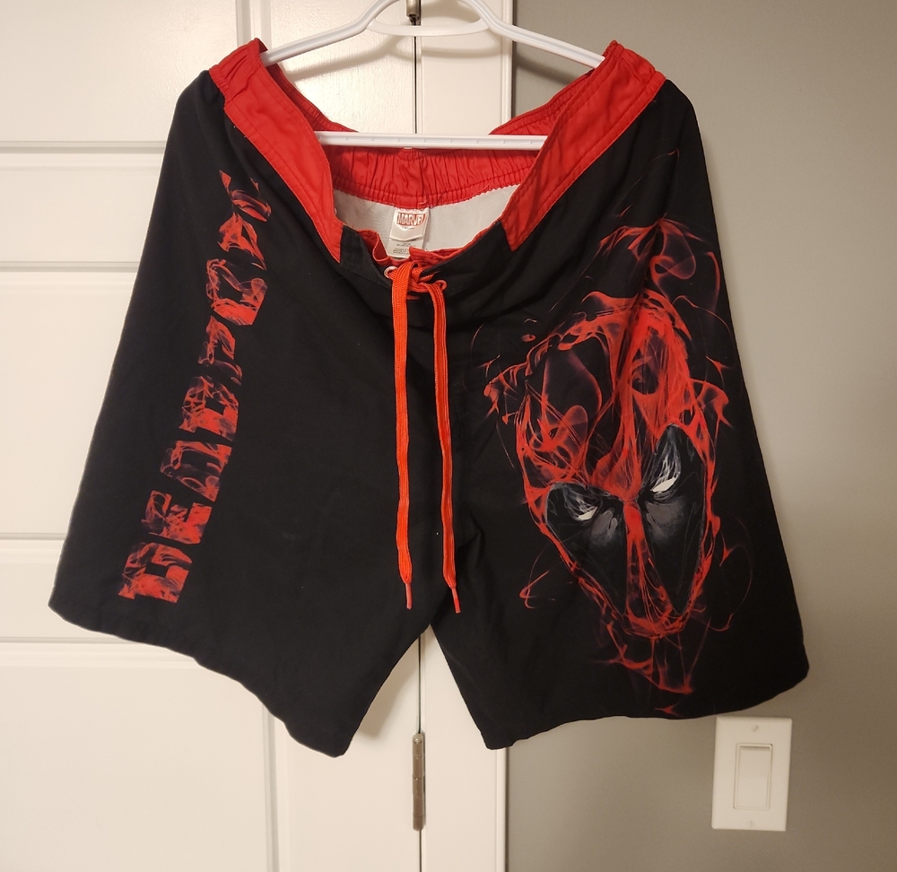 Deadpool Marvel Black and Red Swim Trunks
